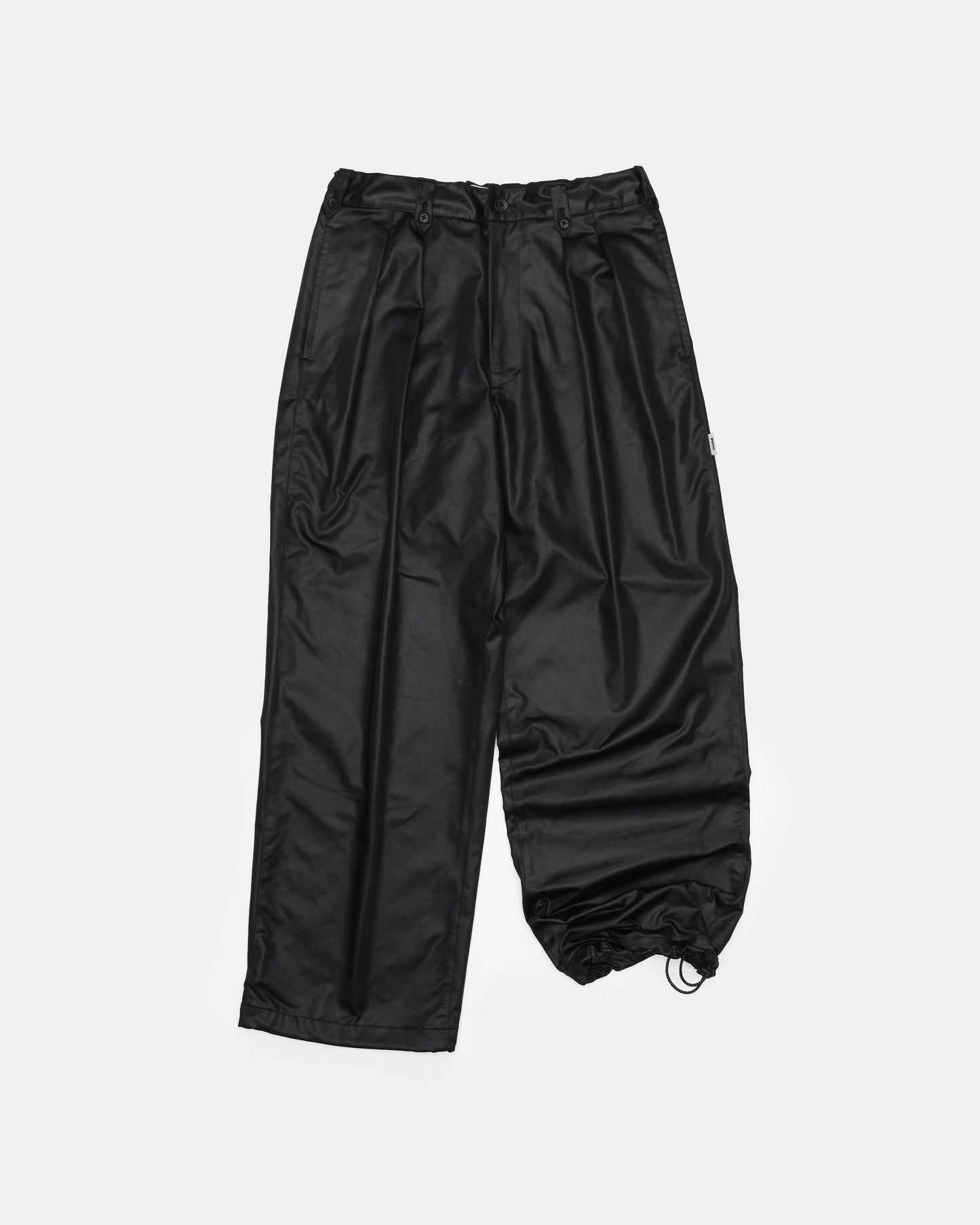 Synthetic Satin Tuck Pants / BLACK [goyemon general gadget]