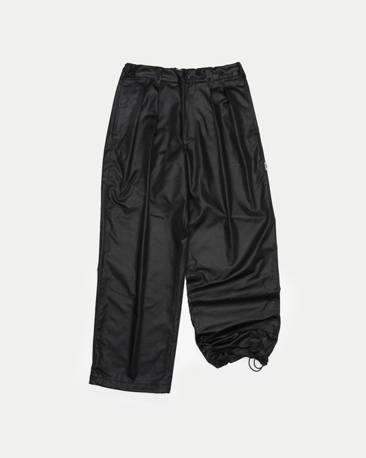 Synthetic Satin Tuck Pants / BLACK [goyemon general gadget]