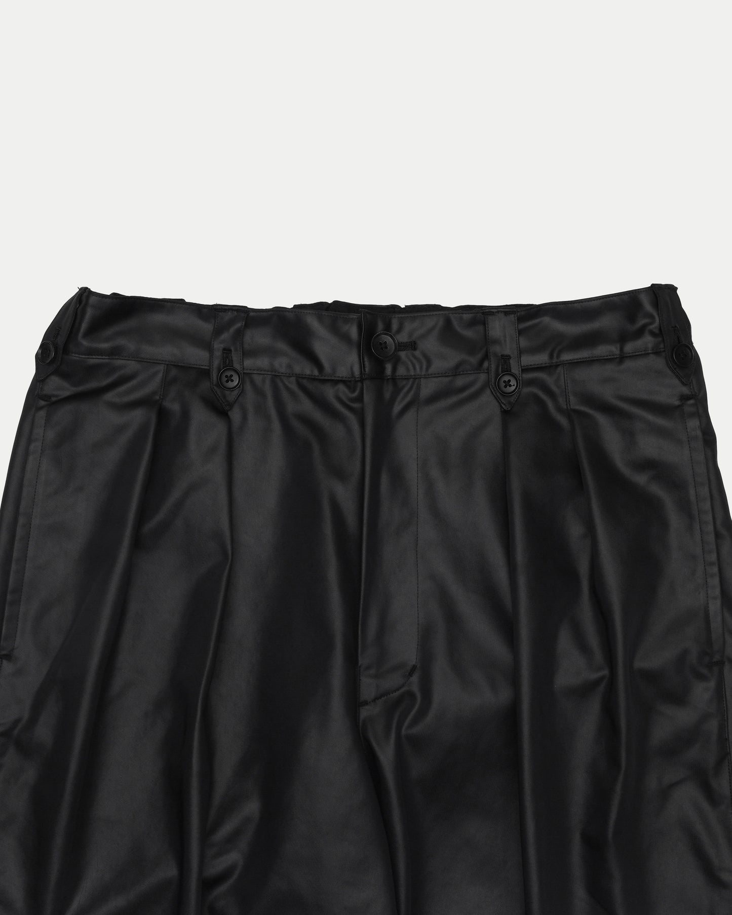 Synthetic Satin Tuck Pants / BLACK [goyemon general gadget]